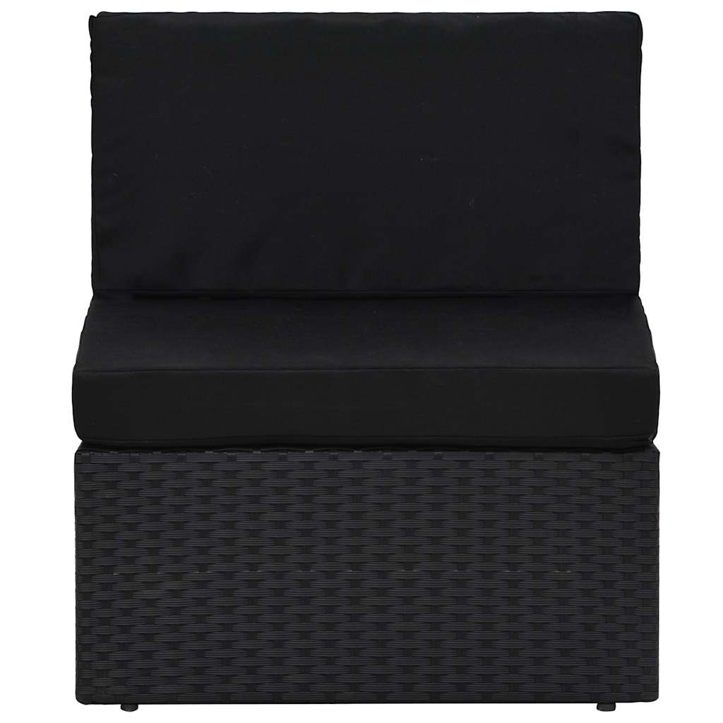 9 Pcs conjunto lounge de jardim c/ almofadões vime PE preto