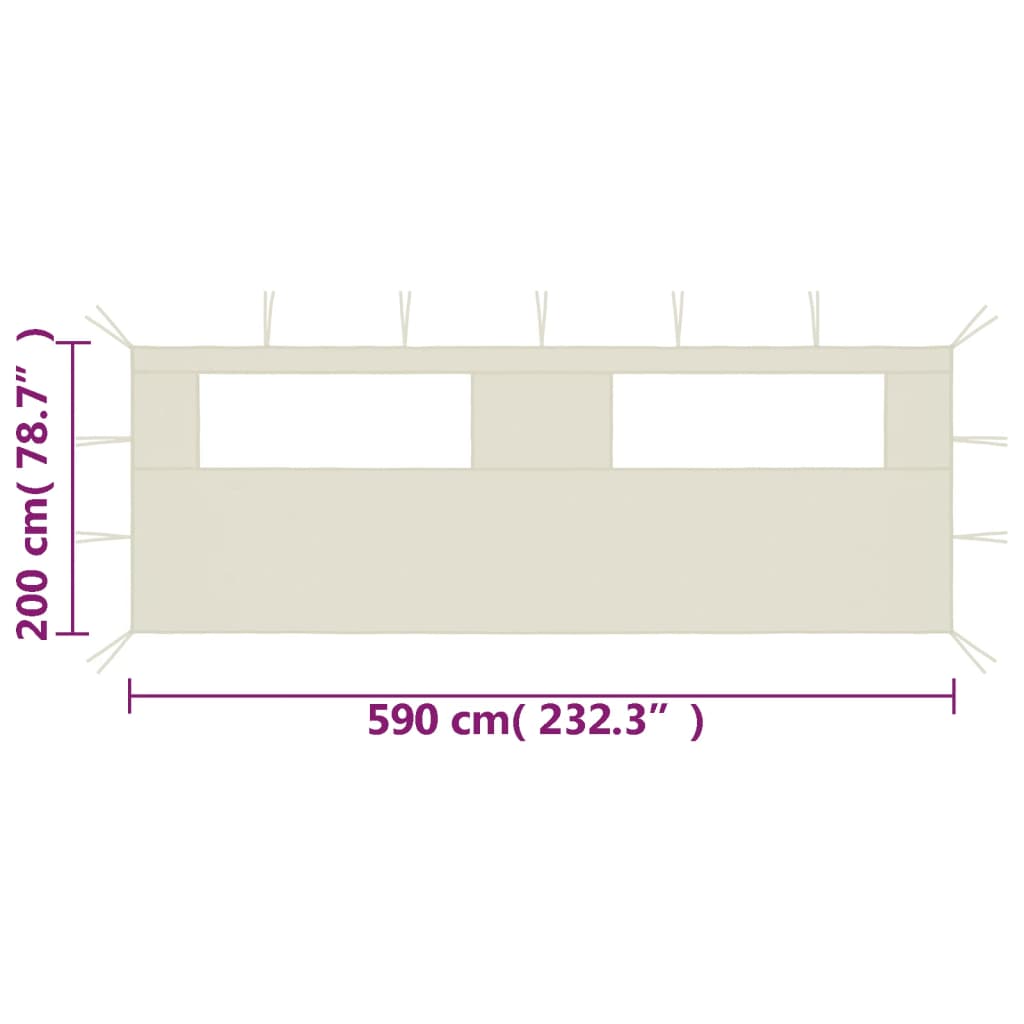 Paredes laterais para gazebo com janelas 6x2 cor creme