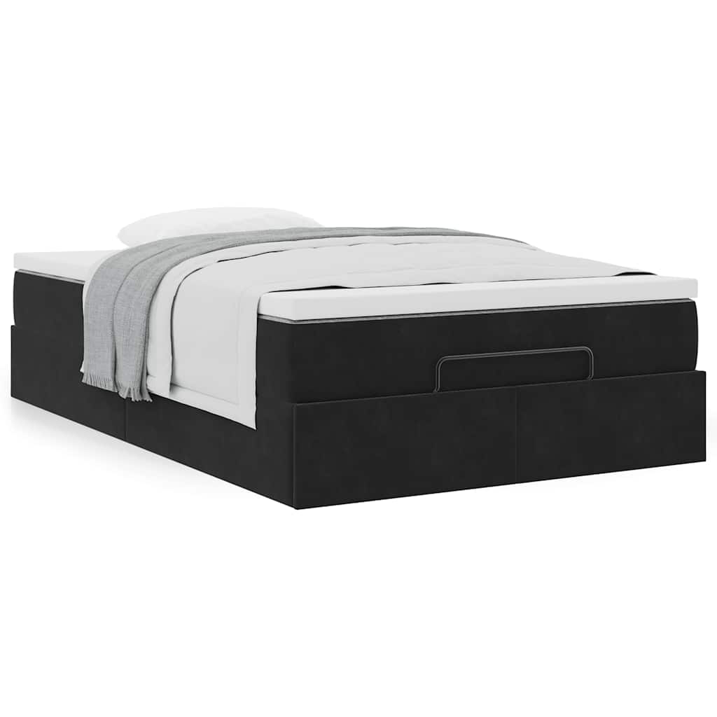 Cama otomana com colchão 120x190 cm veludo preto
