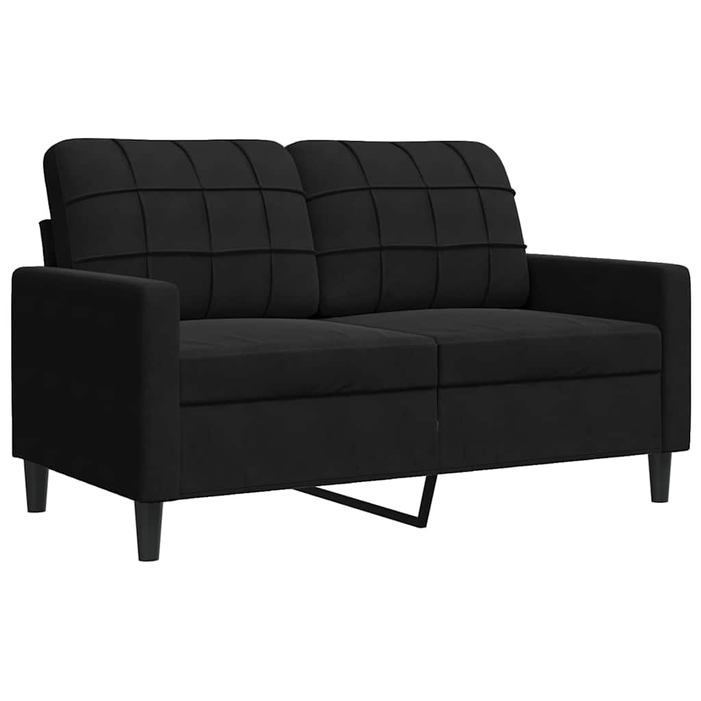 2 Pcs conjunto de sofás com almofadões veludo preto