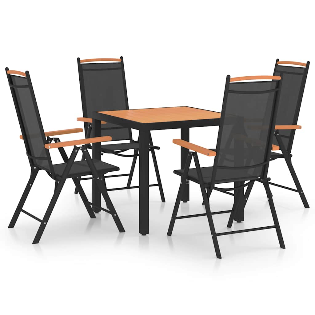5 Pcs conjunto de jantar para jardim alumínio preto