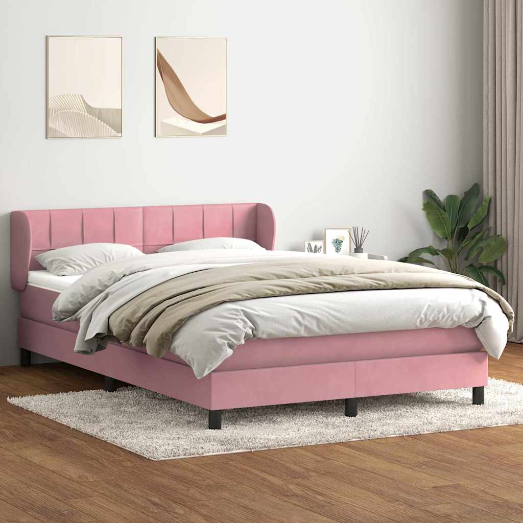 Cama com molas/colchão 140x210 cm veludo rosa