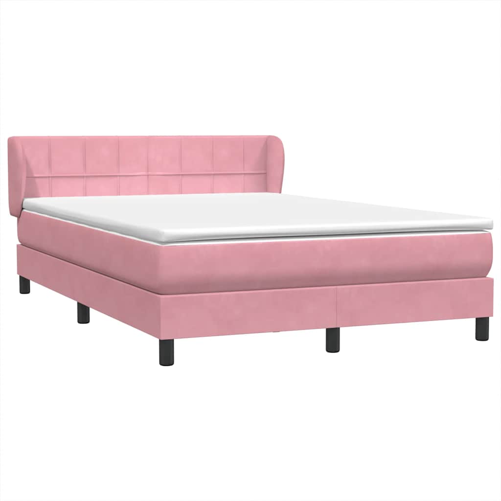 Cama com molas/colchão 140x210 cm veludo rosa