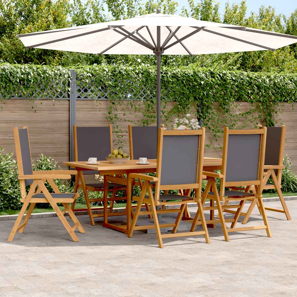 7 Pcs conjunto jantar jardim tecido/madeira maciça antracite