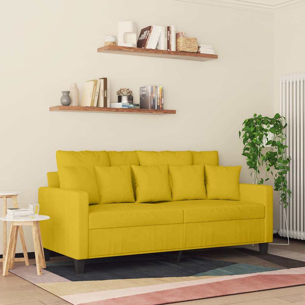 Sofá de 2 lugares veludo 140 cm amarelo