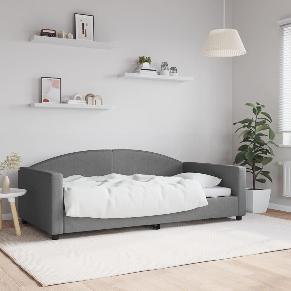 Sofá-cama 100x190 cm tecido cinzento-escuro