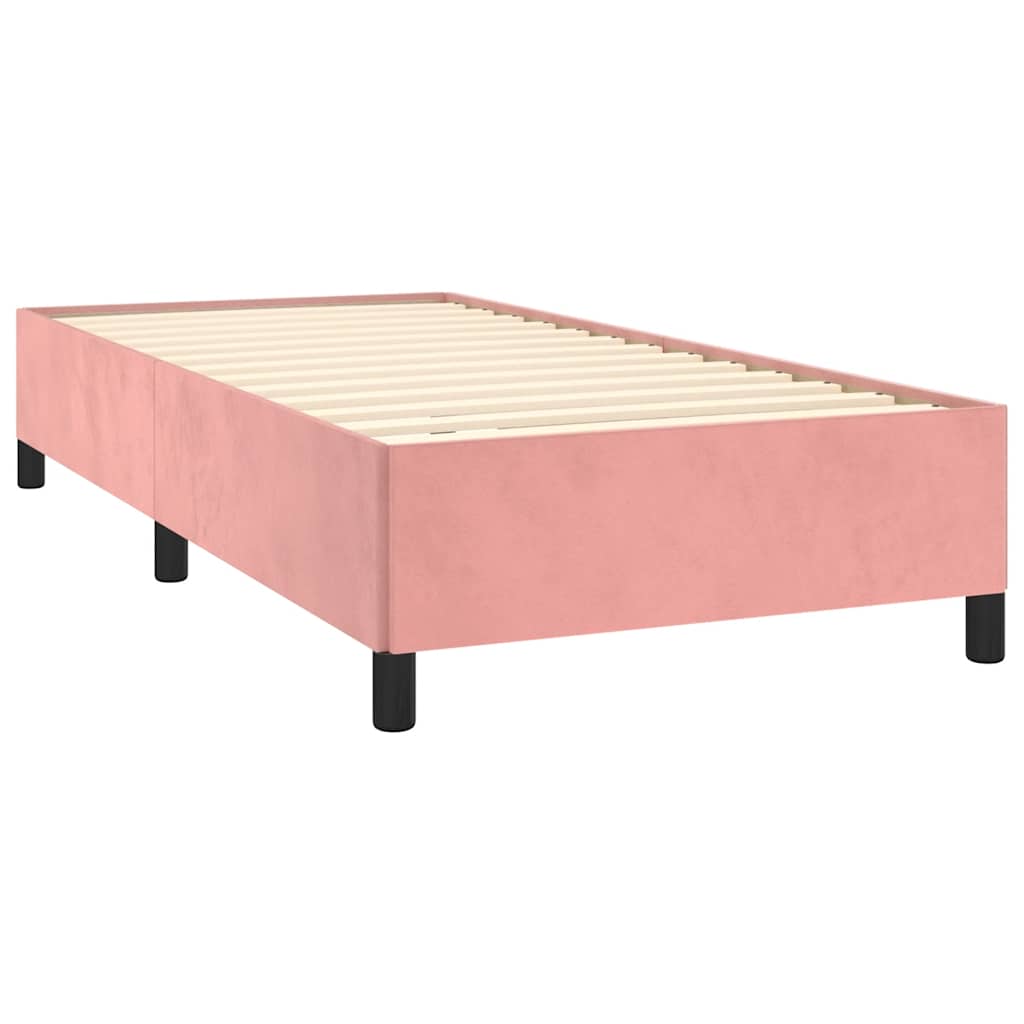 Estrutura de cama sem colchão 90x190 cm veludo rosa