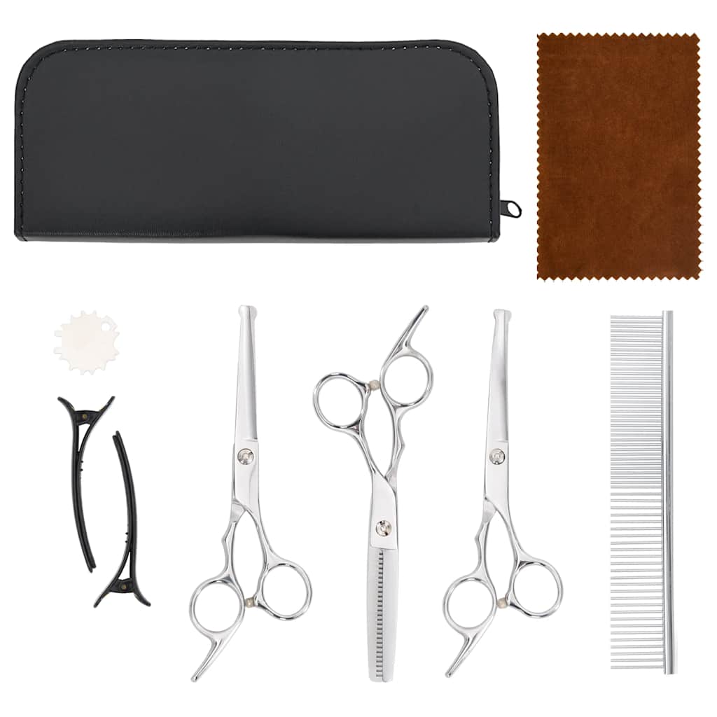 7 Pcs conjunto de tesouras de tosquia para cães aço inoxidável
