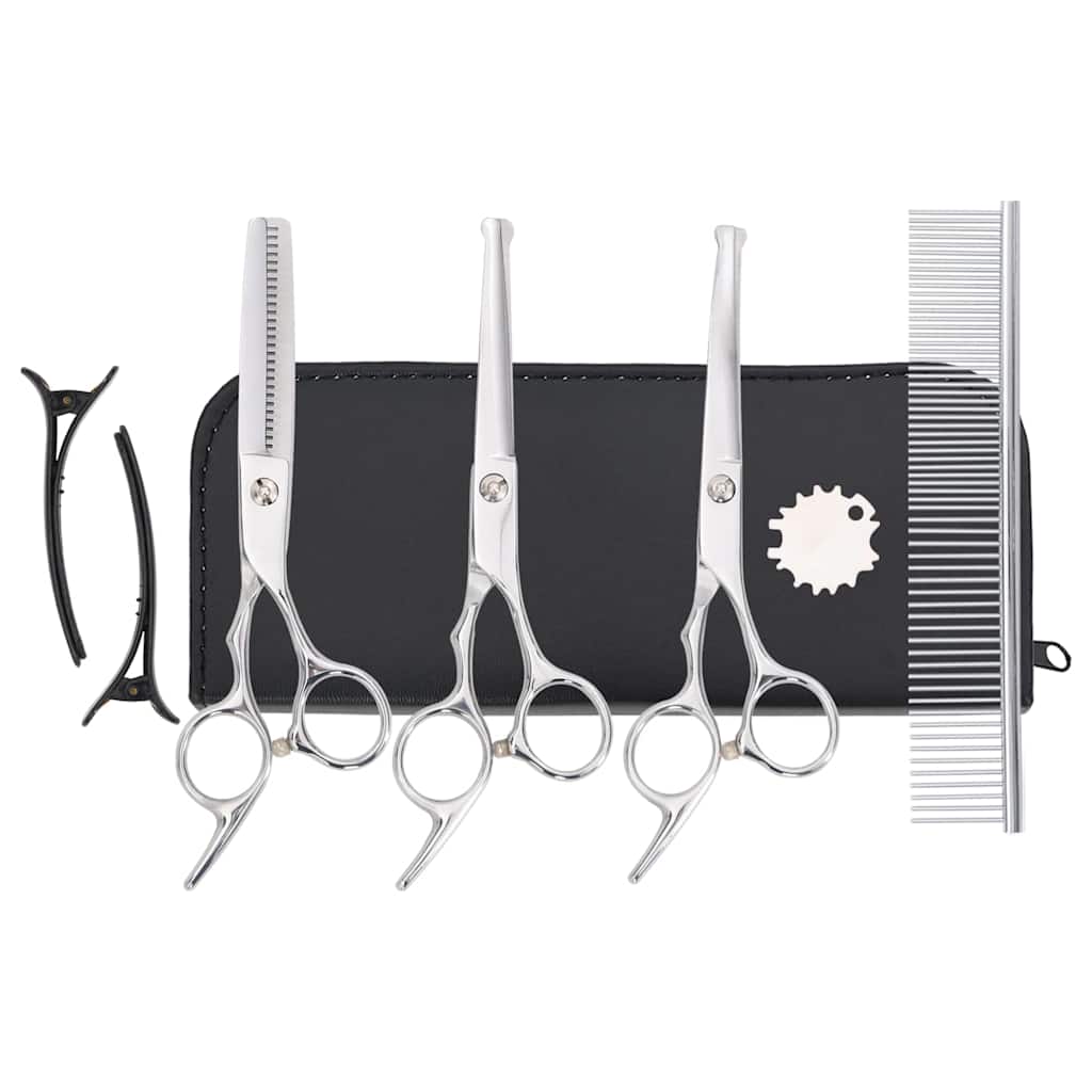 7 Pcs conjunto de tesouras de tosquia para cães aço inoxidável