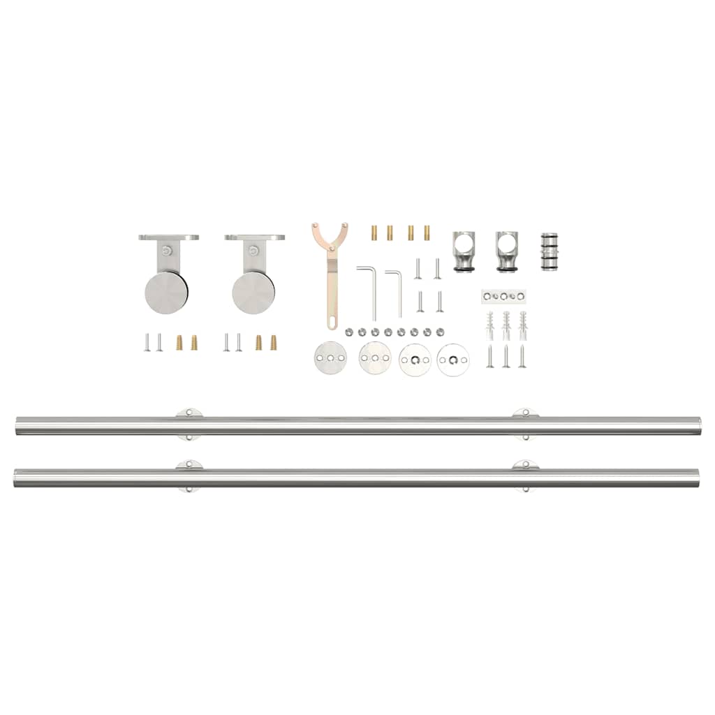 Kit ferragens p/ porta deslizante 200cm aço inoxidável prateado