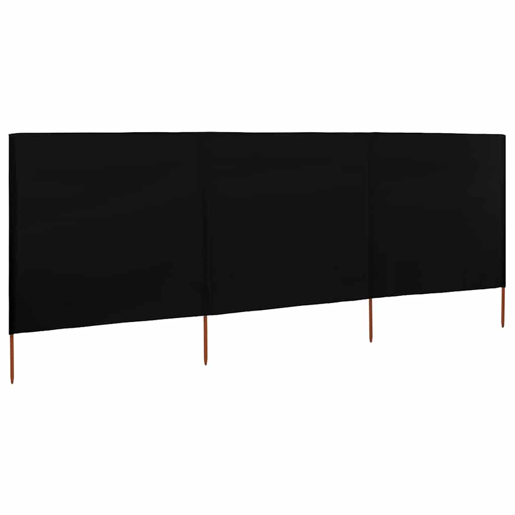 Para-vento com 3 painéis em tecido 400x120 cm preto