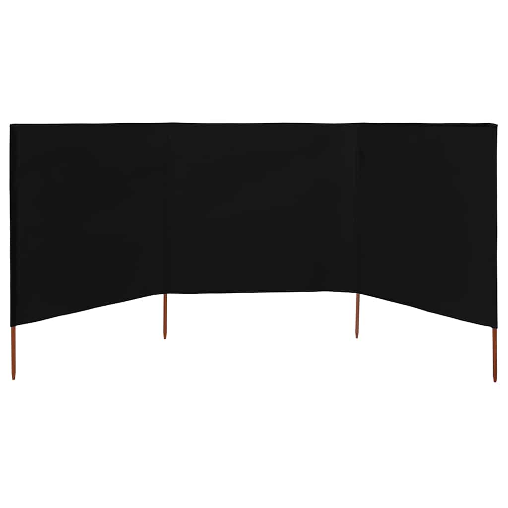 Para-vento com 3 painéis em tecido 400x120 cm preto
