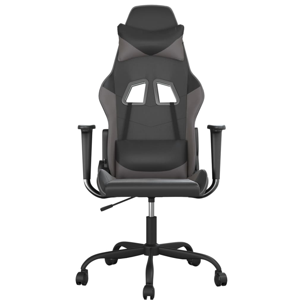 Cadeira gaming couro artificial preto e cinzento