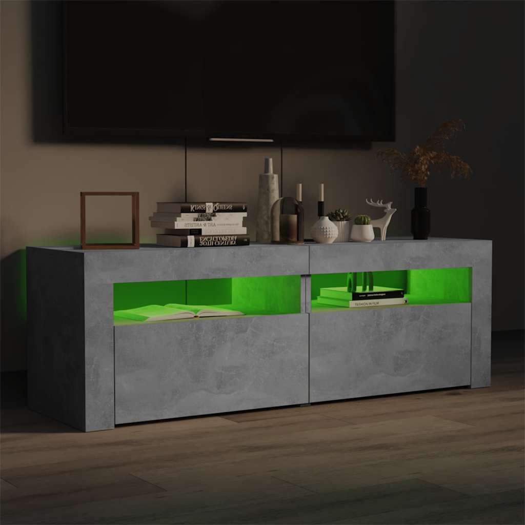 Móvel de TV com luzes LED 120x35x40 cm cinzento cimento