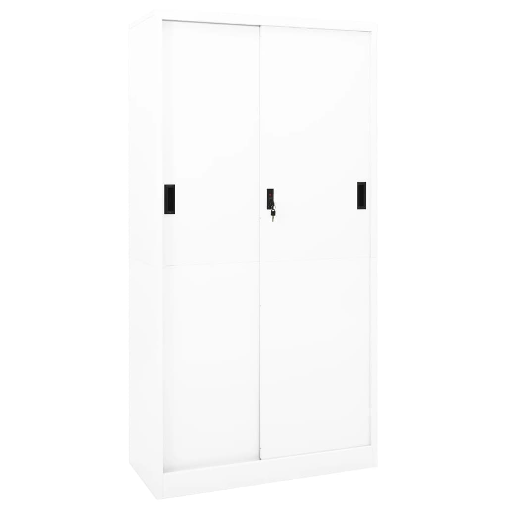 Armário escritório c/ porta deslizante 90x40x180 cm aço branco