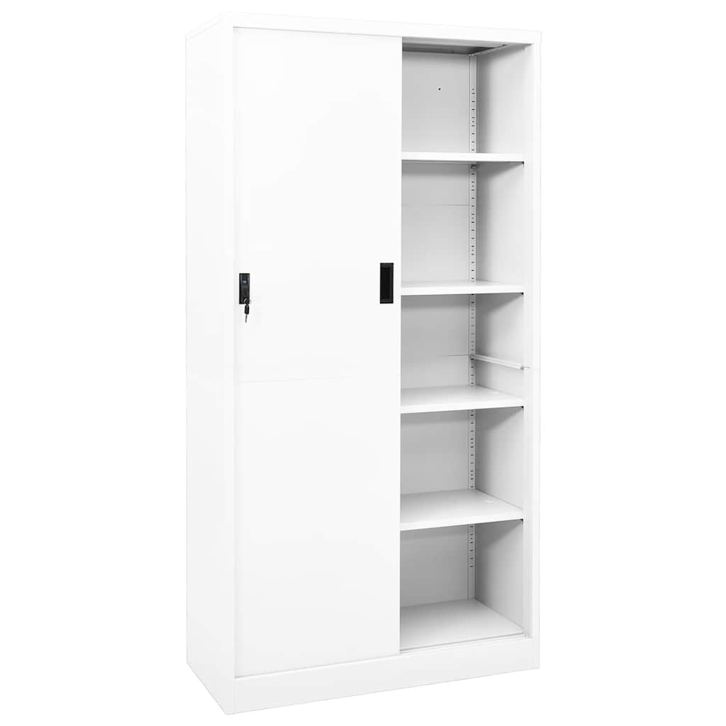 Armário escritório c/ porta deslizante 90x40x180 cm aço branco