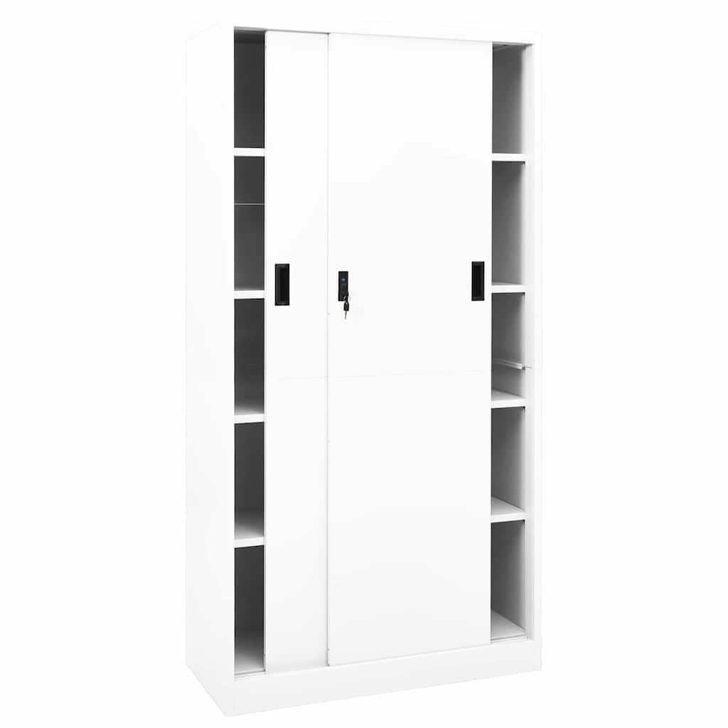 Armário escritório c/ porta deslizante 90x40x180 cm aço branco