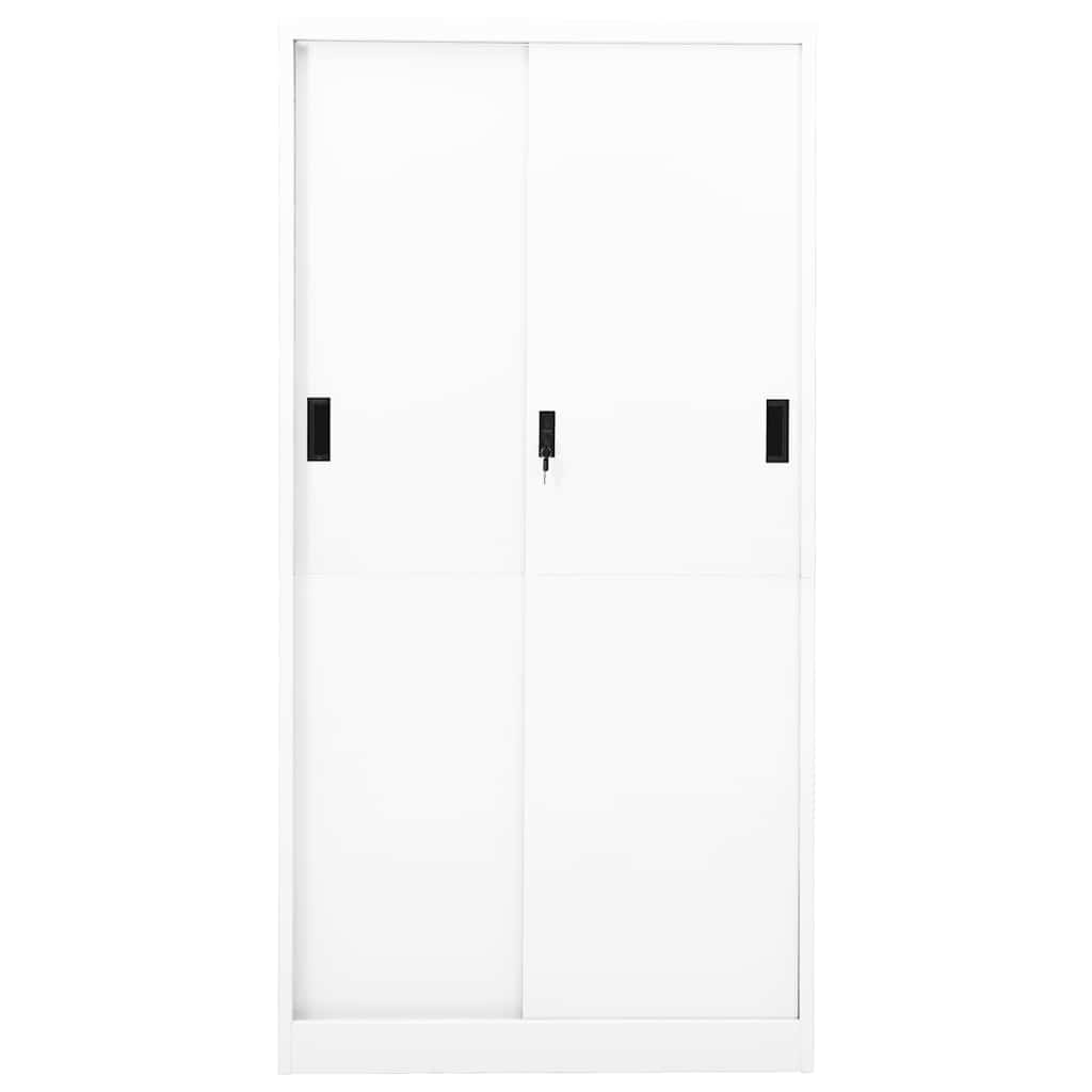 Armário escritório c/ porta deslizante 90x40x180 cm aço branco