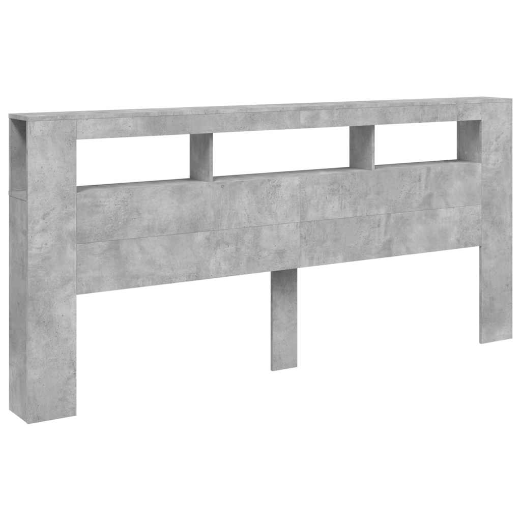 Cabeceira c/ leds 220x18,5x103,5 cm cinzento-cimento