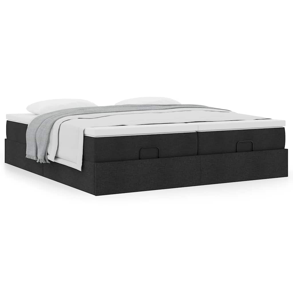 63 / 5,000Vidaxl estrutura de cama otomana com colchões tecido preto