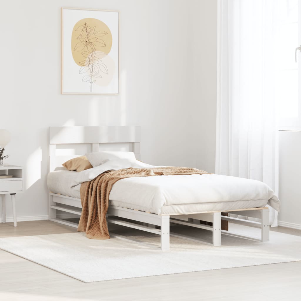 Cama sem colchão 90x200 cm madeira de pinho maciça branco
