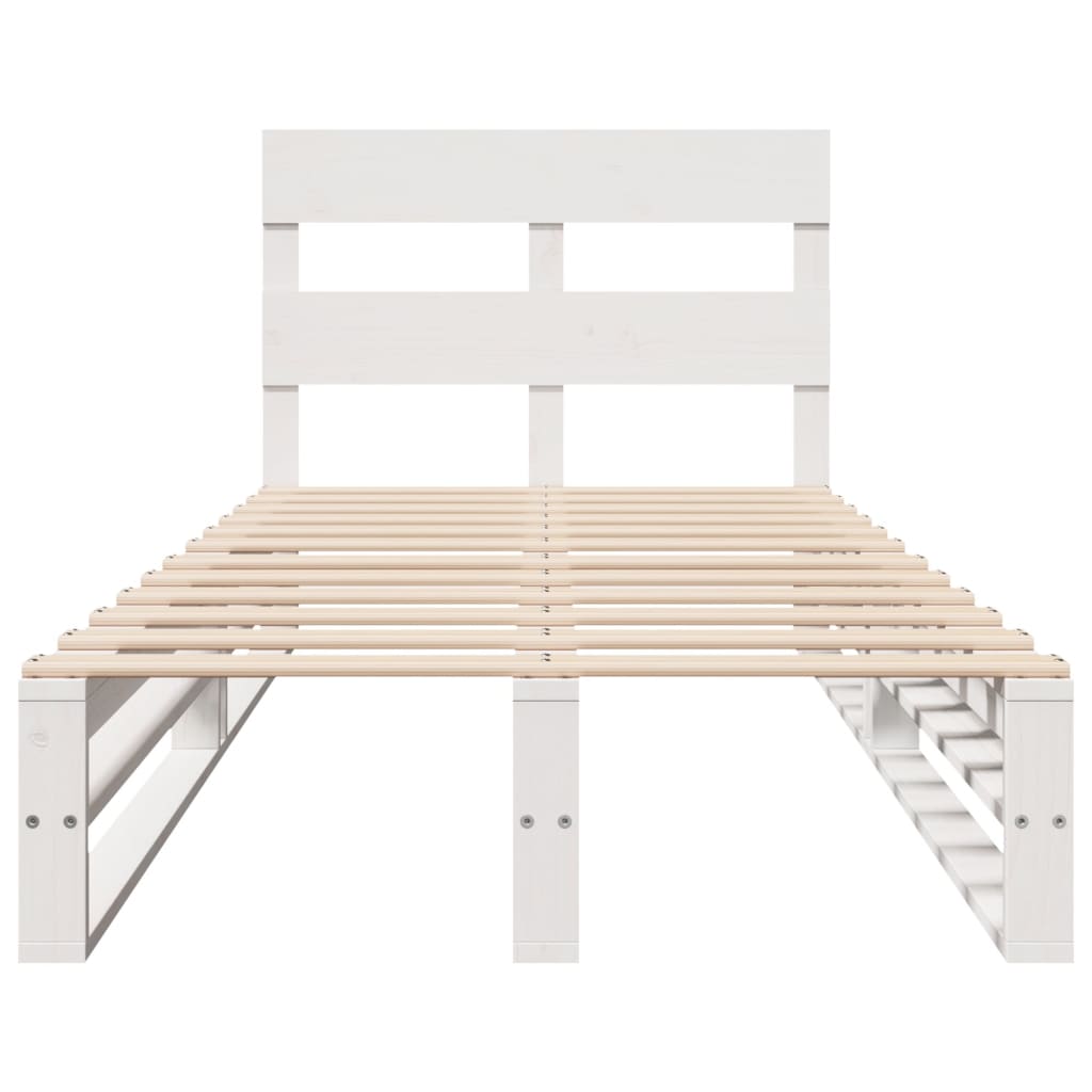 Cama sem colchão 90x200 cm madeira de pinho maciça branco