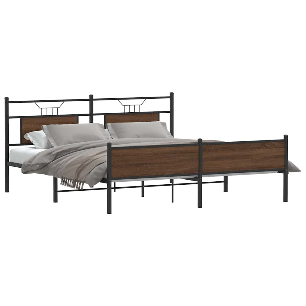 Estrutura cama sem colchão 160x200 cm metal carvalho castanho