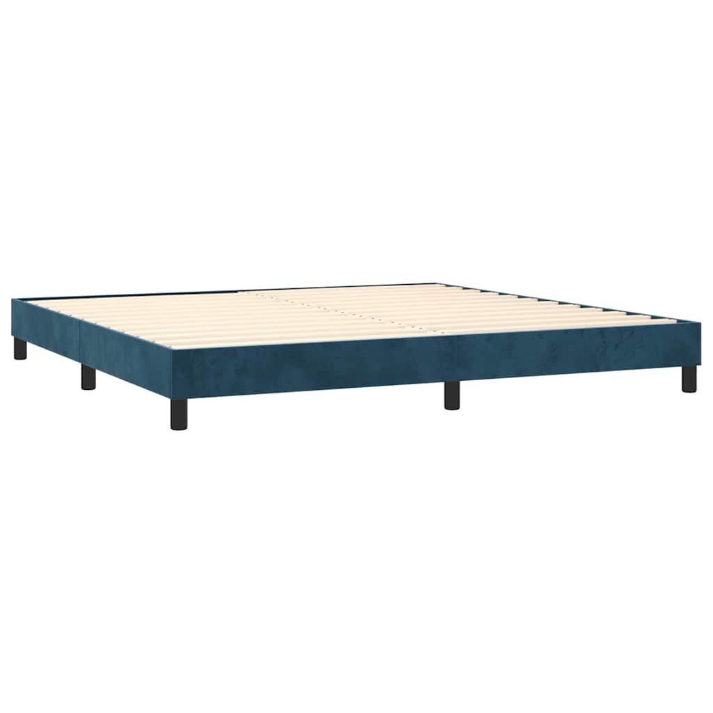 Cama com molas/colchão 200x200 cm veludo azul-escuro