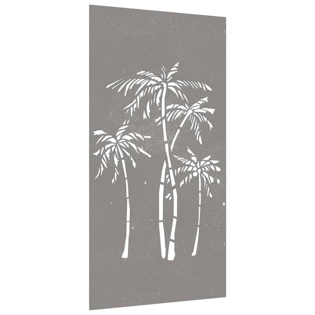Decoração p/ muro de jardim 105x55cm aço corten design palmeira