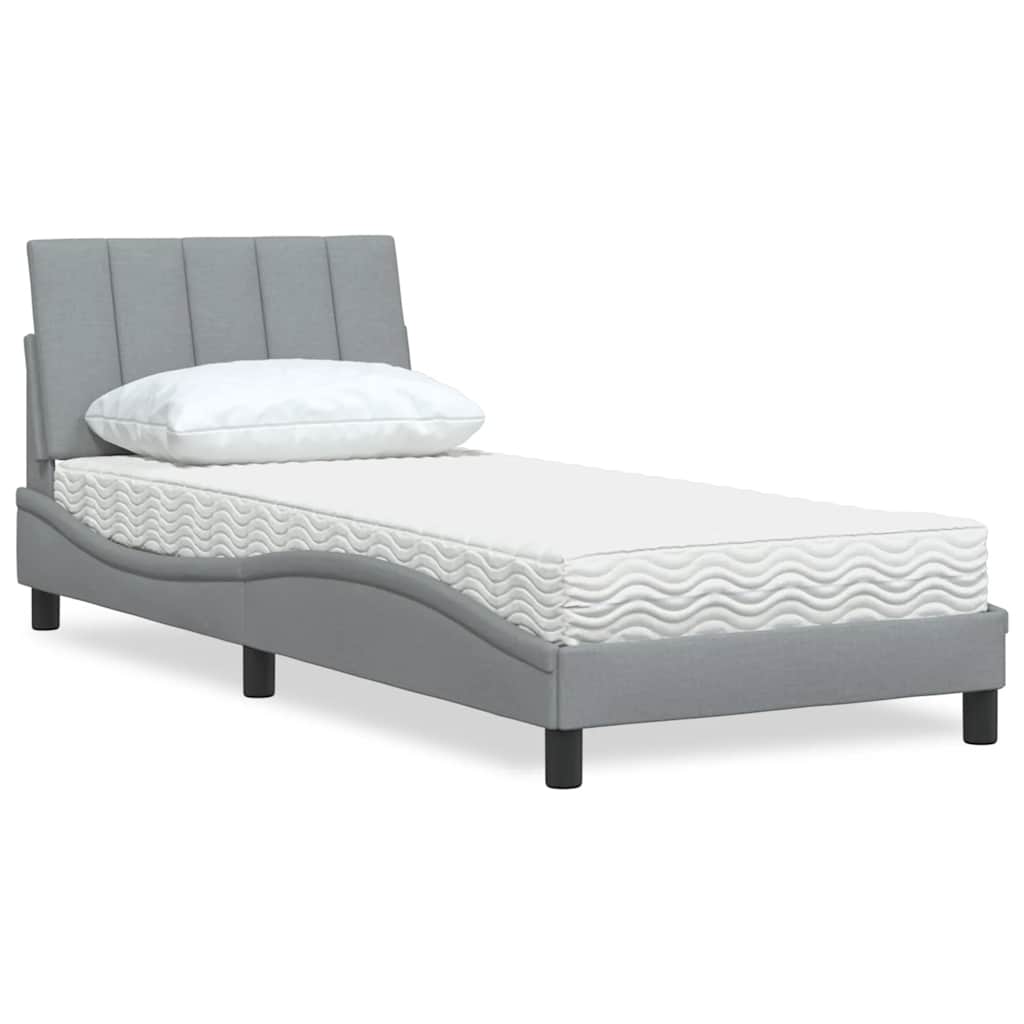 Cama com colchão hanko 90x190 cm tecido cinzento-claro