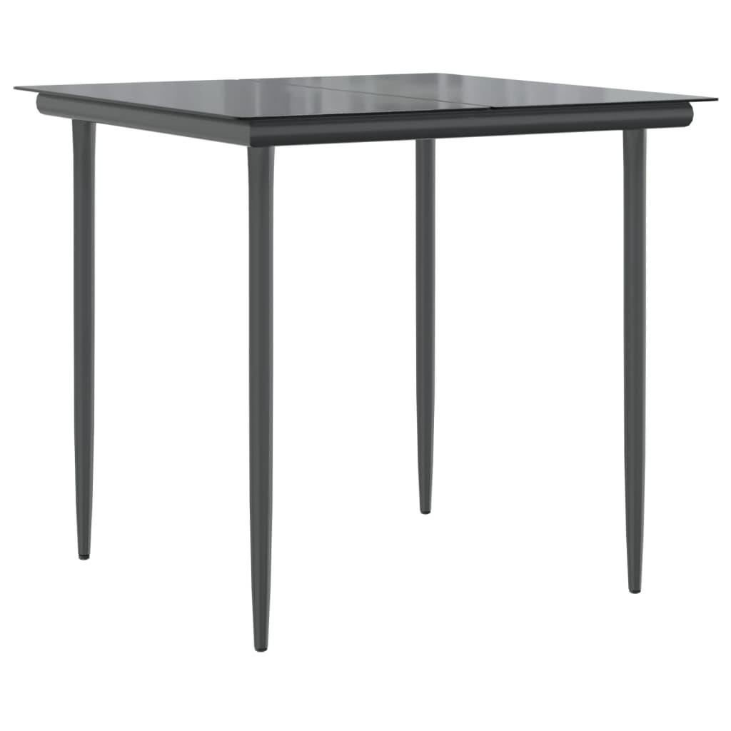3 Pcs conjunto de jantar p/ jardim c/ almofadões vime PE preto