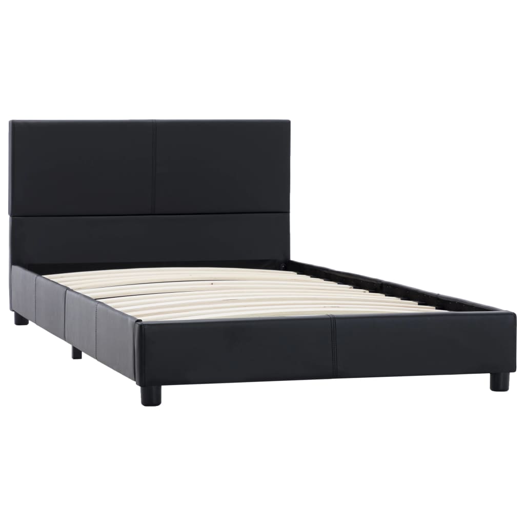 Estrutura de cama 100x200 cm couro artificial preto