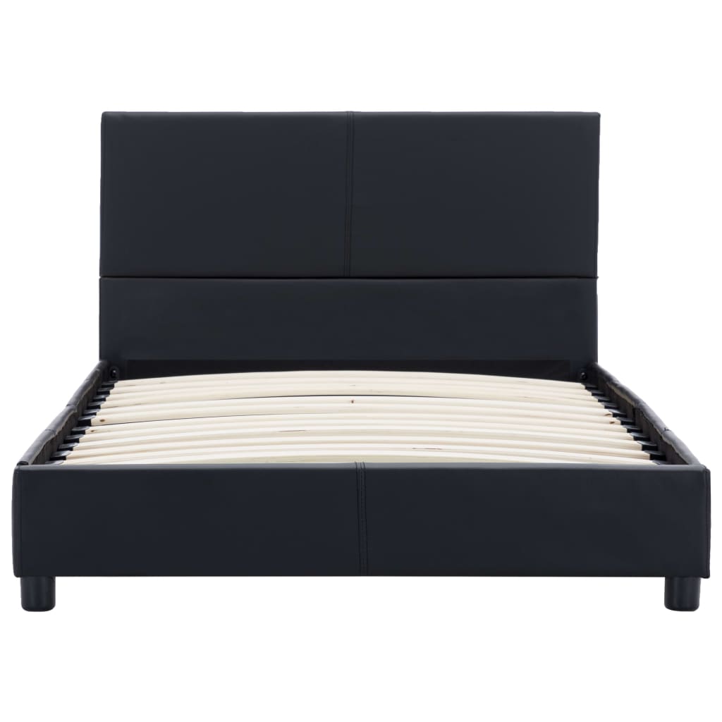 Estrutura de cama 100x200 cm couro artificial preto
