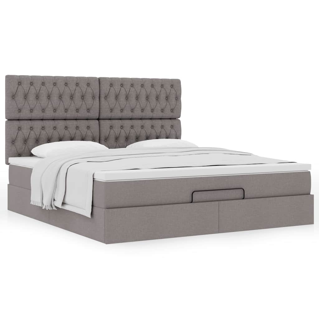 Moldura de cama otomana com tecido taupe 180x200cm