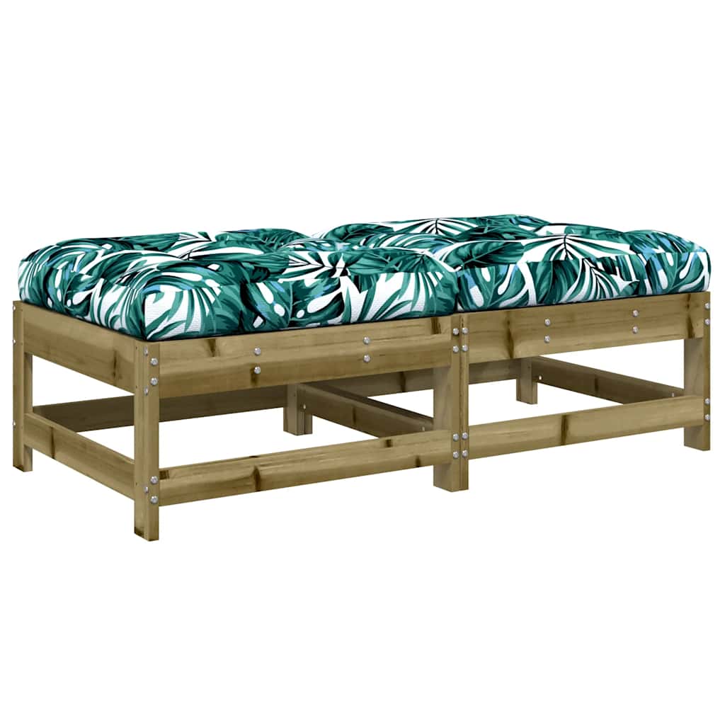Apoios de pés p/ jardim c/ almofadões 2 pcs pinho impregnado