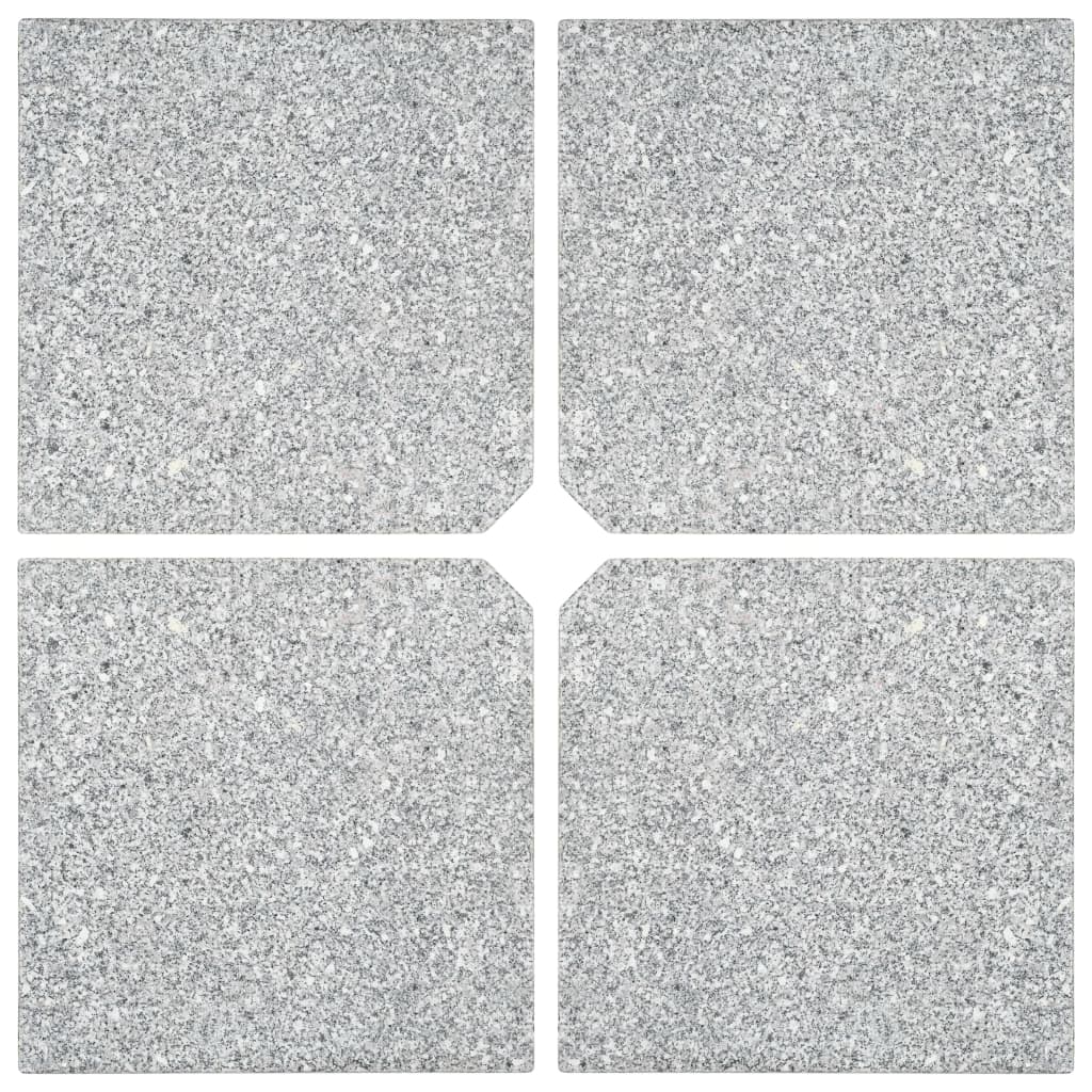 Placas peso guarda-sol quadradas 4 pcs granito 100 kg cinzento