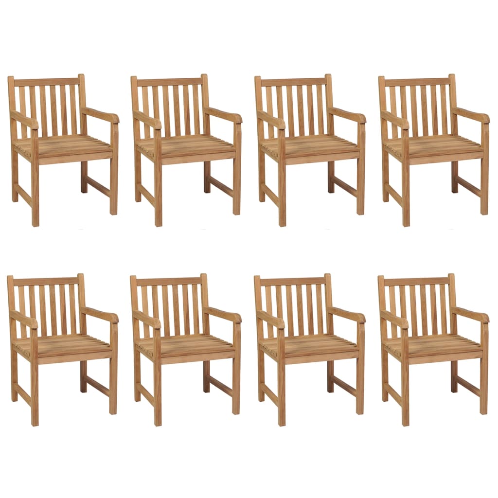 Cadeiras de jardim c/ almofadões bege 8 pcs teca maciça