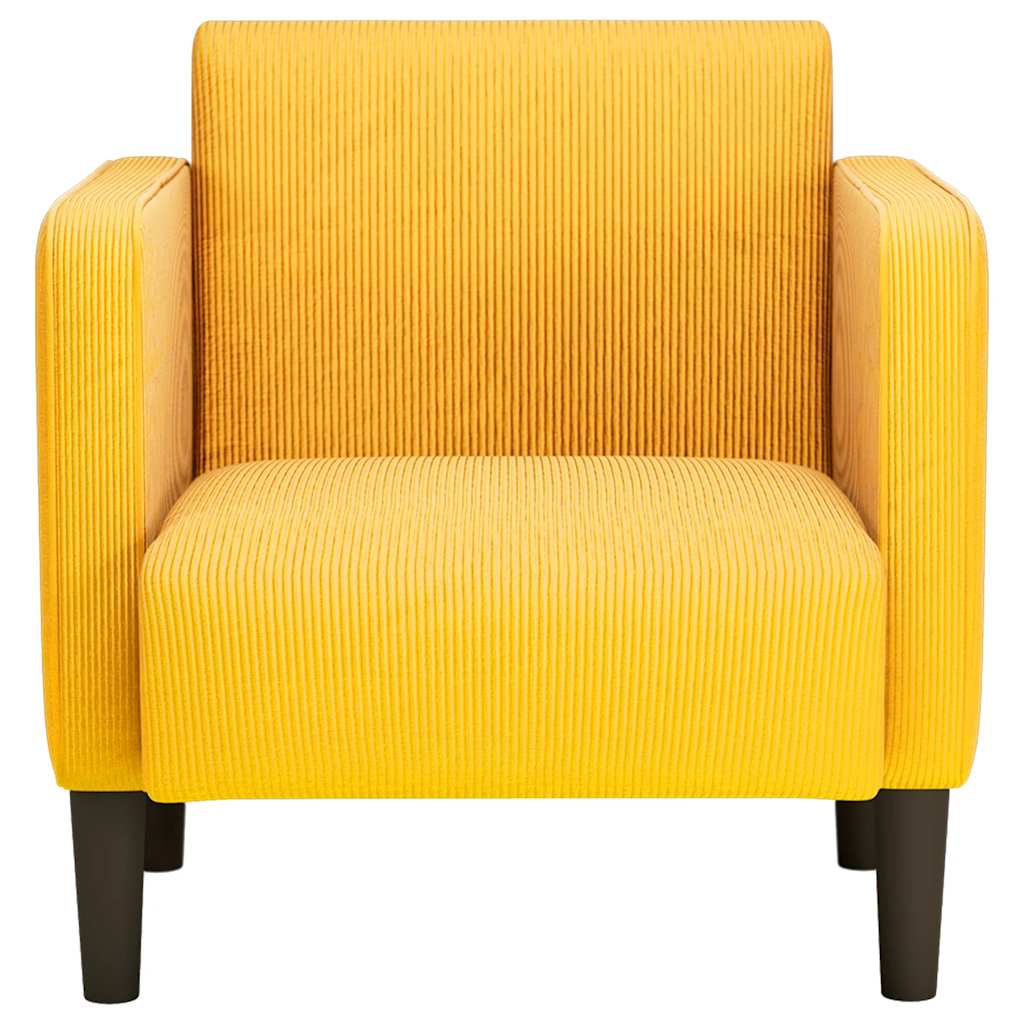 Poltrona com apoio de braços 54cm tecido corduroy amarelo-claro