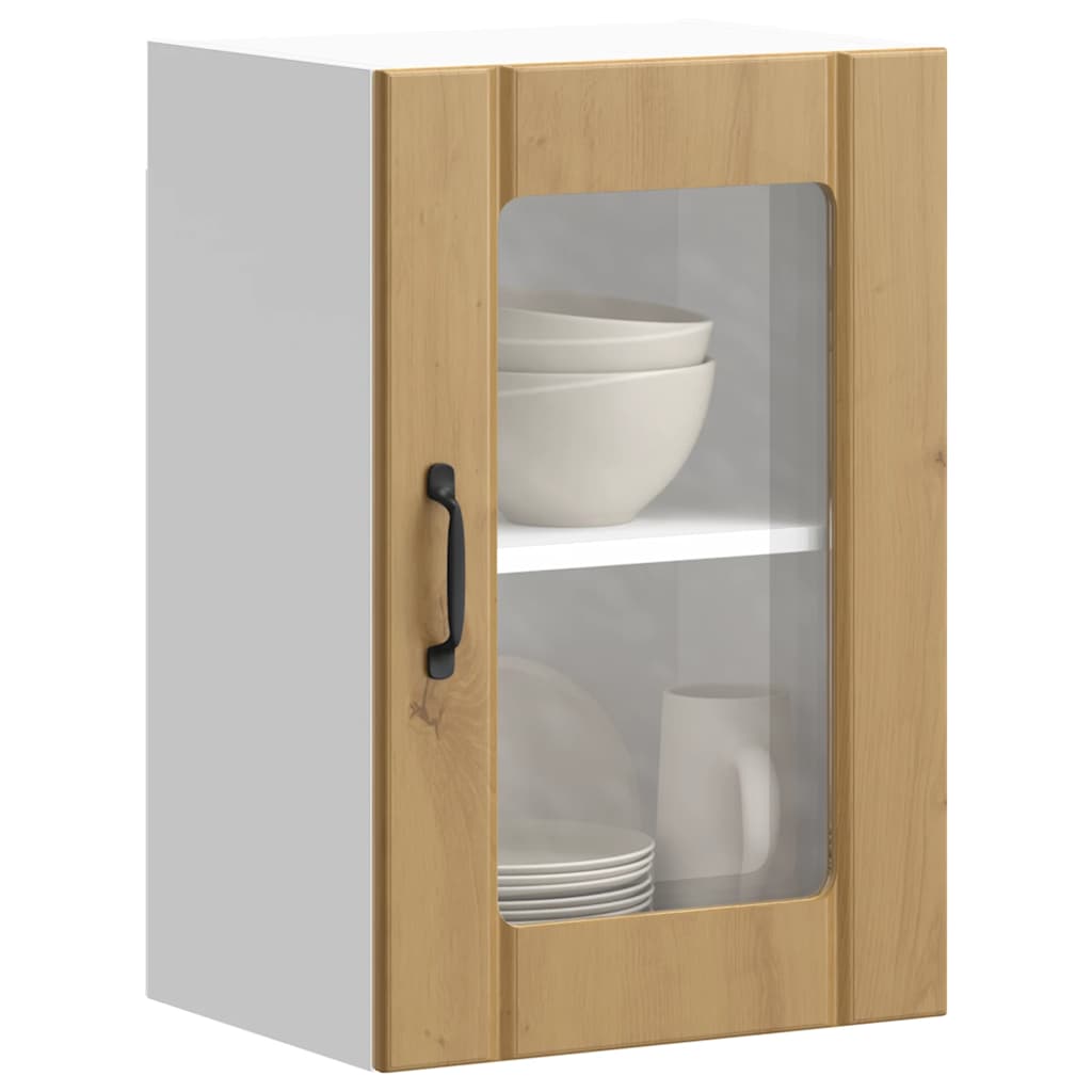 Armário de parede cozinha porta vidro lucca carvalho artesanal