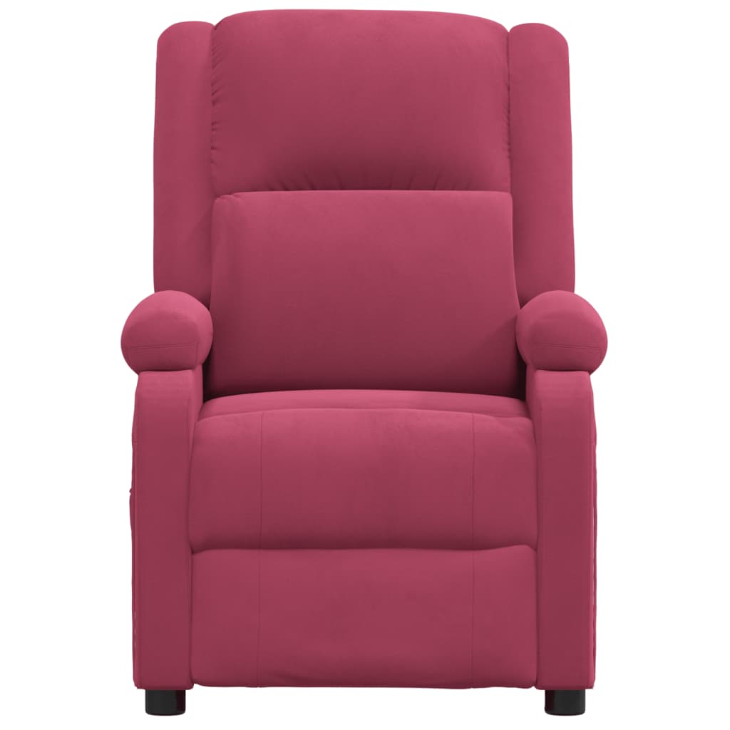 Poltrona elétrica reclinável veludo vermelho tinto