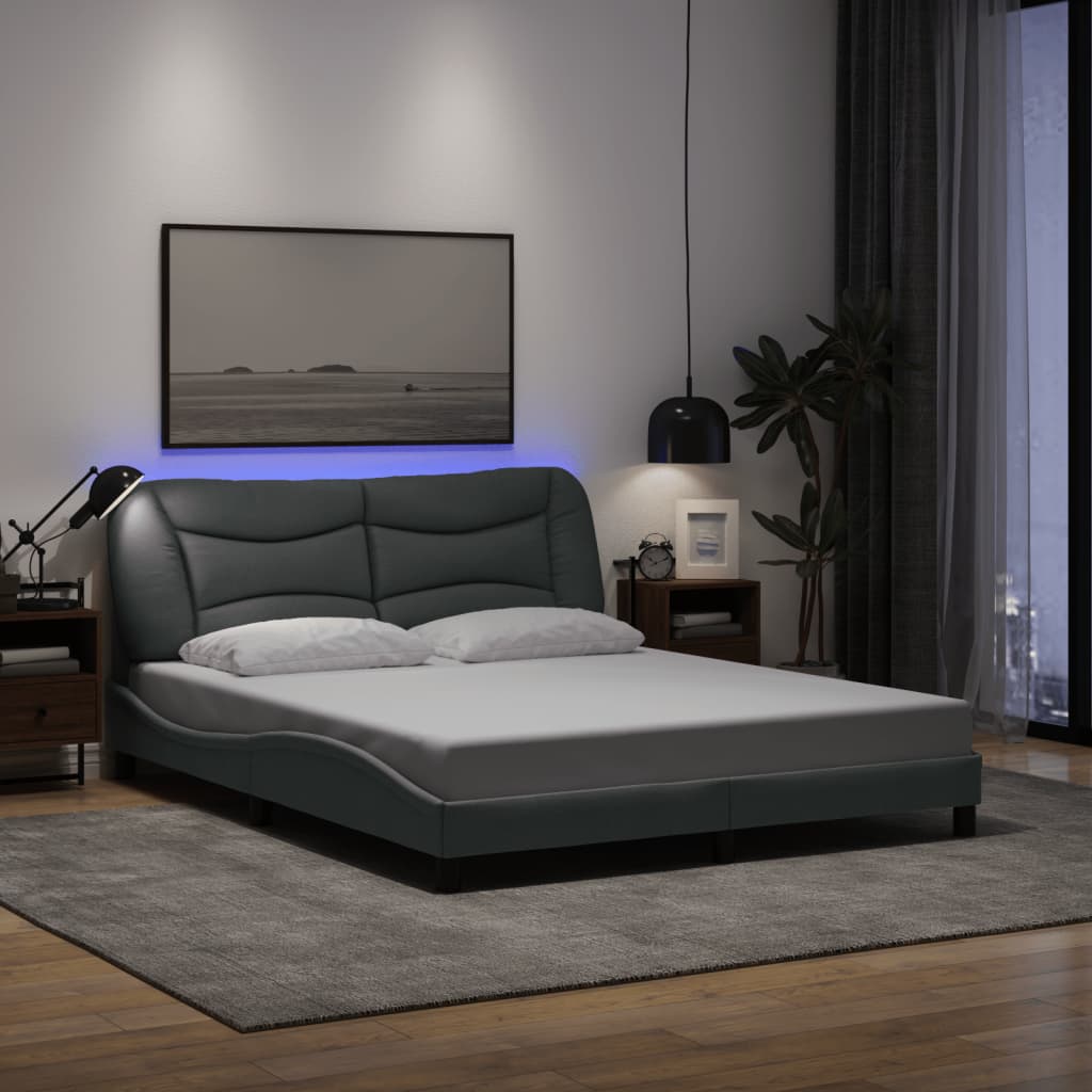 Estrutura de cama com LED sem colchão hvar 160x200 cm tecido