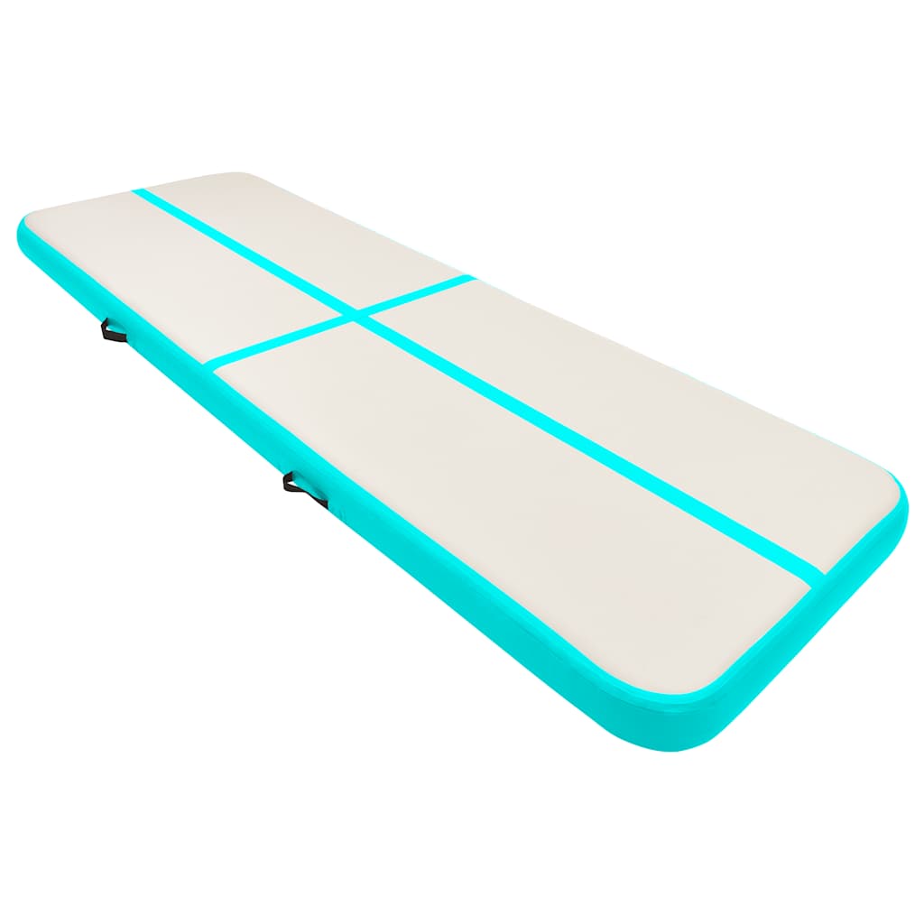 Colchão de ginástica insuflável c/ bomba 500x100x20cm PVC verde