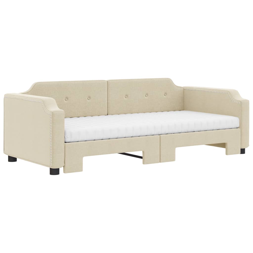 Sofá-cama c/ gavetão e colchões 90x200 cm tecido cor creme