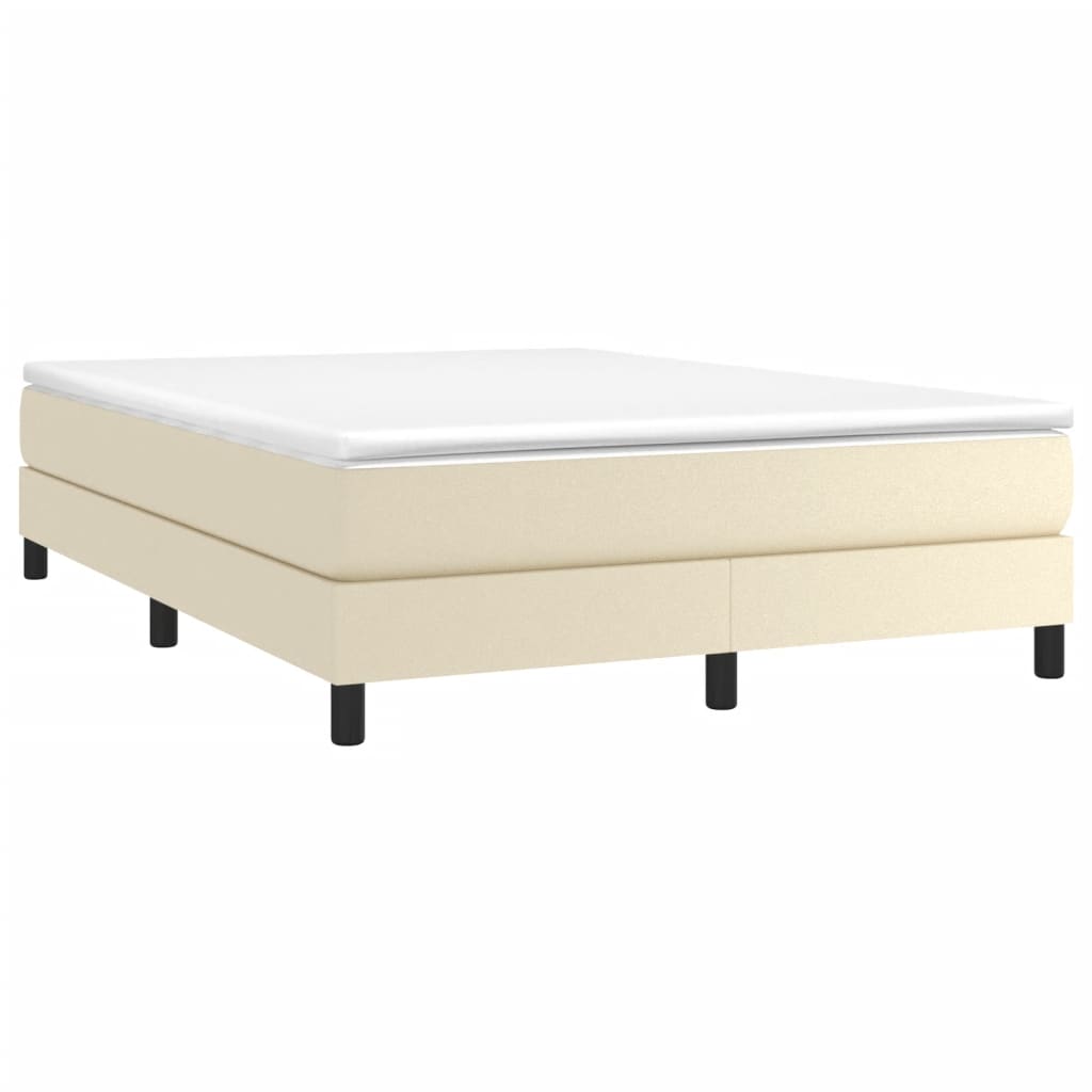 Estrutura de cama com molas 140x190 cm couro artificial cor creme