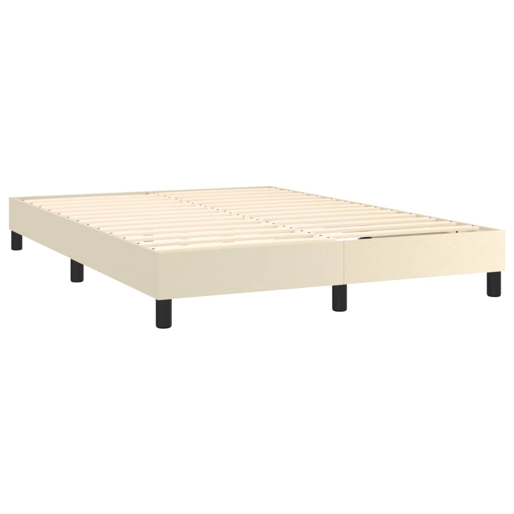 Estrutura de cama com molas 140x190 cm couro artificial cor creme