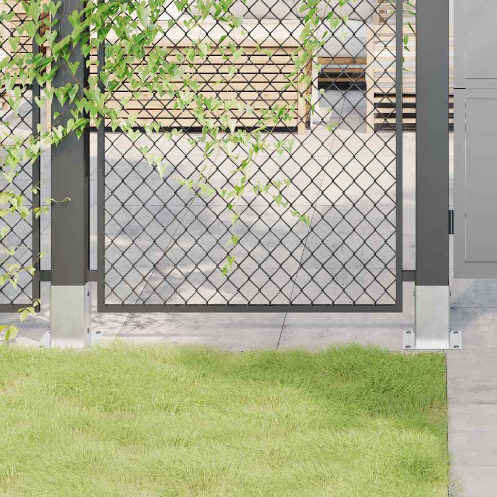 Bases de poste quadradas 4 pcs prata 81x81 mm aço galvanizado