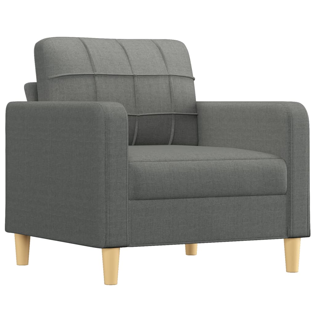 4 Pcs conjunto de sofás com almofadões tecido cinzento-escuro