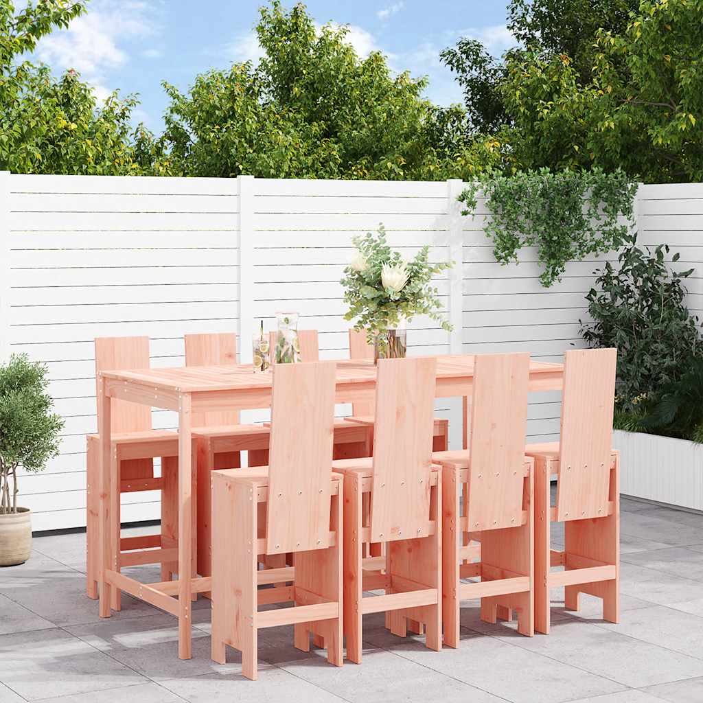 9 Pcs conjunto de bar para jardim madeira de douglas maciça
