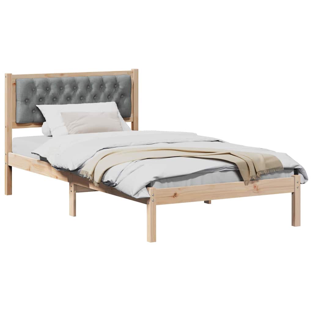 Estrutura da cama com cabeceira cinzento-claro 100 x 200 cm