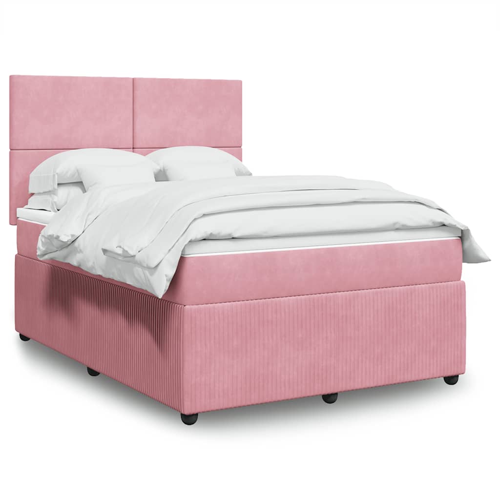 Cama com molas/colchão 140x190 cm veludo rosa